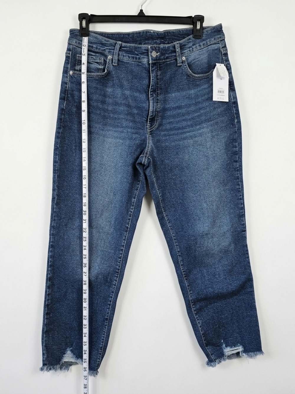 Time and Tru Women's Blue High-Rise Slim Jeans with Raw Hem